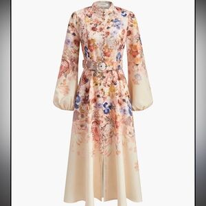 Commense Belted Balloon Sleeve Floral dress size large